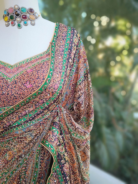 Asita Black Zari Sequin Saree with Readymade Blouse