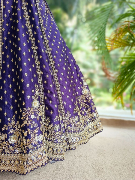 Nayantara Purple Embroidered Lehenga with Zari and Sequin Work