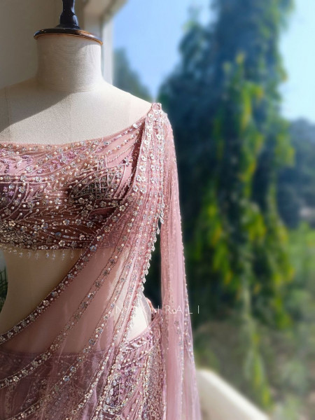 Rosalia Pink Indo-Western Set with Sequin Cut Dana Work