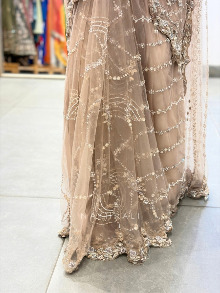 Chantilly Pearl Beige Corset Drape Saree