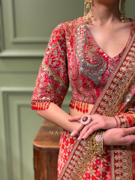 Shringar Red Saree with Zari Sequin Stone Work