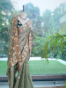 Dimensional Petal  Green Saree with Running Blouse Piece
