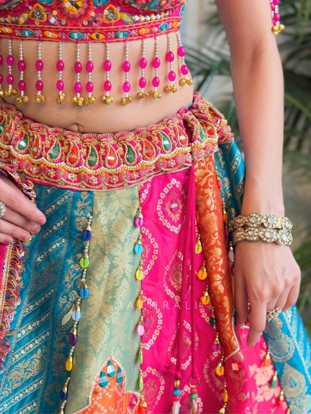 Rang-Sargam Multicolor Banarasi Brocade Lehenga