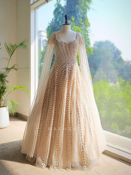 Avalon Cream Gown with Sequin and Bead Work