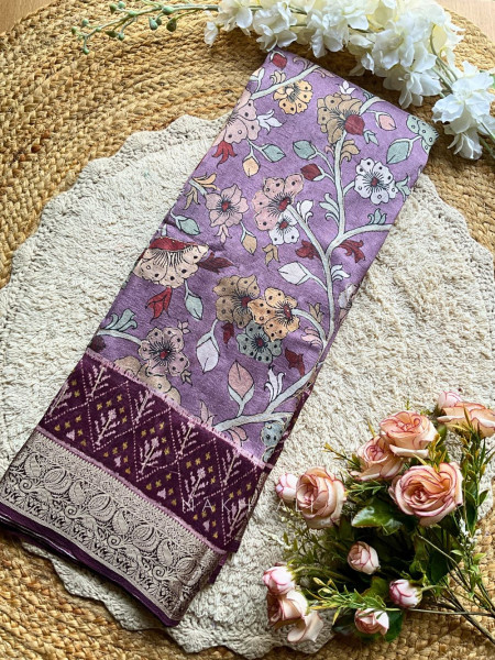 Mehek Purple Floral Saree with Subtle Zari Detailing