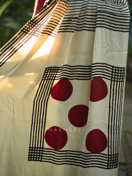 Lehar Cream Modal Saree with Printed Design