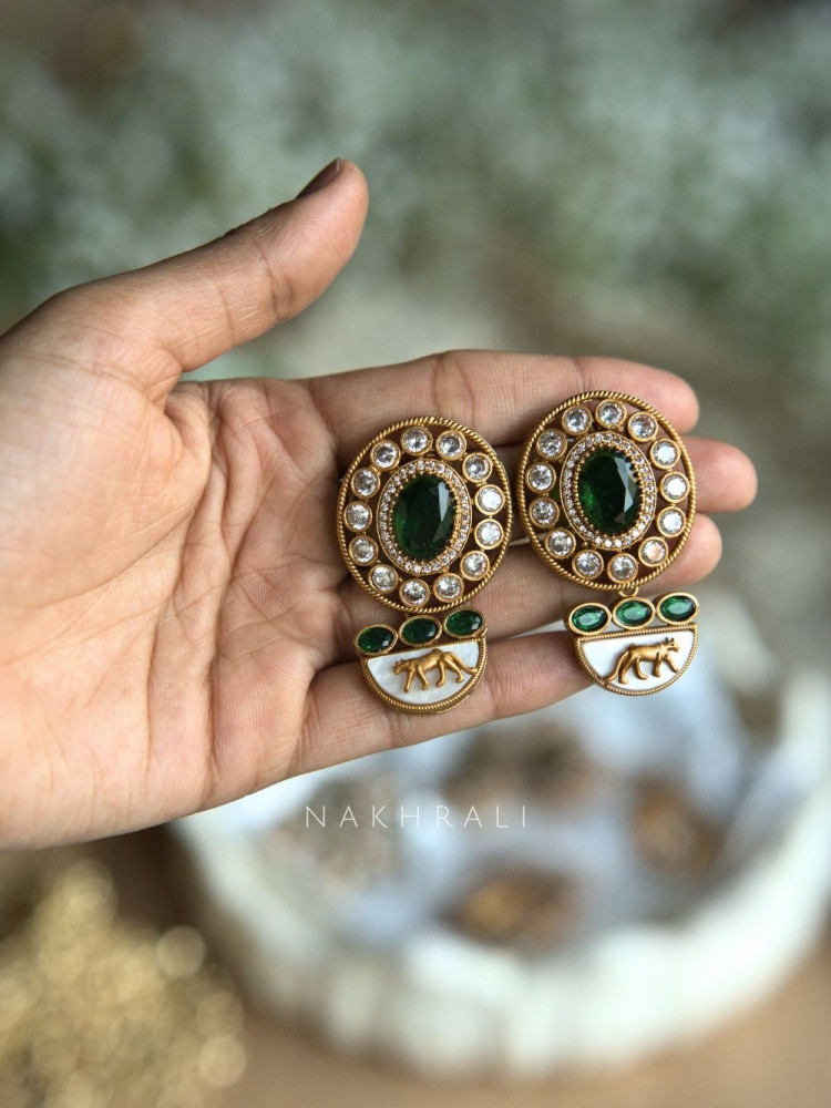 Image of Mini Me Green Drop Earrings