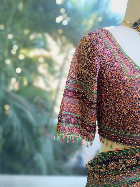 Asita Black Zari Sequin Saree with Readymade Blouse