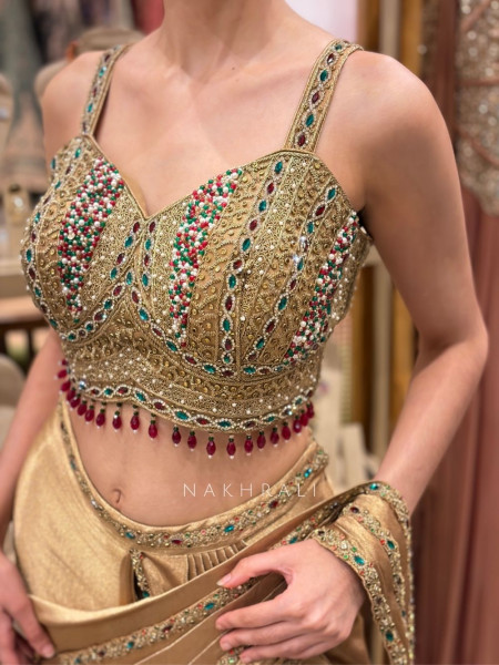 The Navratna Luxe Green Corset Drape Saree