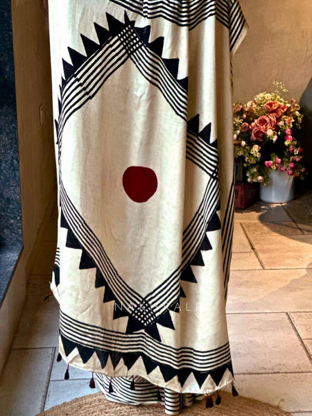 Bindu Rekha Cream Modal Saree