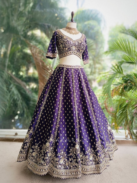 Nayantara Purple Embroidered Lehenga with Zari and Sequin Work