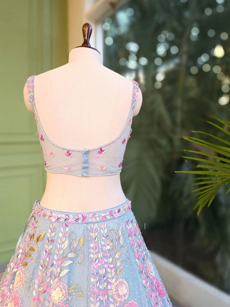 Blossom Mist Net Lehenga with Sequin and Bead Work