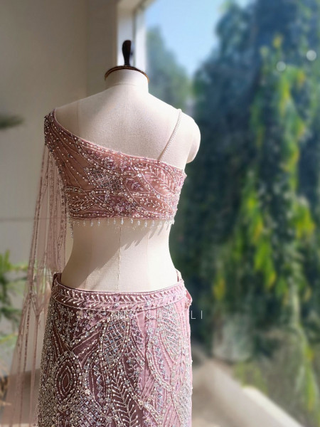 Rosalia Pink Indo-Western Set with Sequin Cut Dana Work