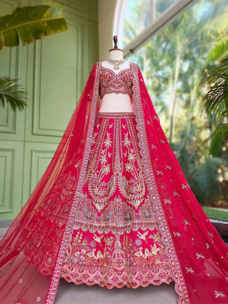 Ratan-Noor Red Silk Bridal Lehenga