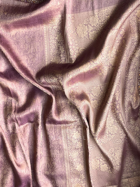 Rivora Purple Zari Woven Saree with Ornate Border Design