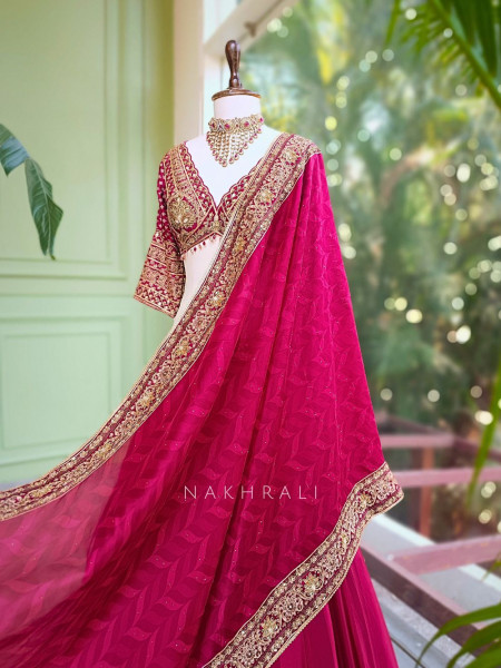 Vyra Red Bridal Lehenga with Heavy Embroidery and Stone Work