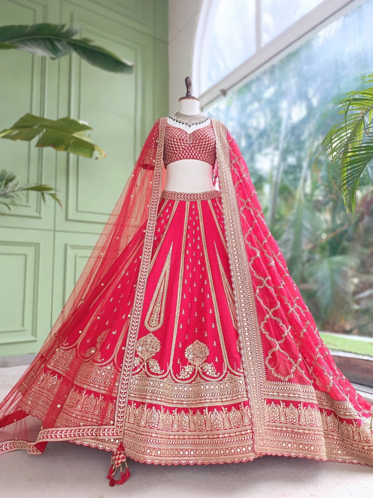 Image of Kritimaya Red Bridal Lehenga