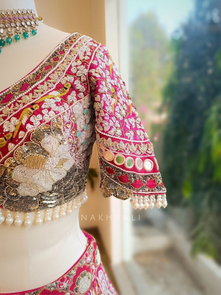 Sarvani Magenta Bridal Lehenga with Sequin Embroidery