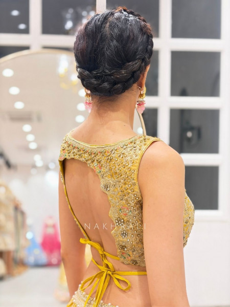Kaya Yellow Banarasi Silk Indo-Western Lehenga Set