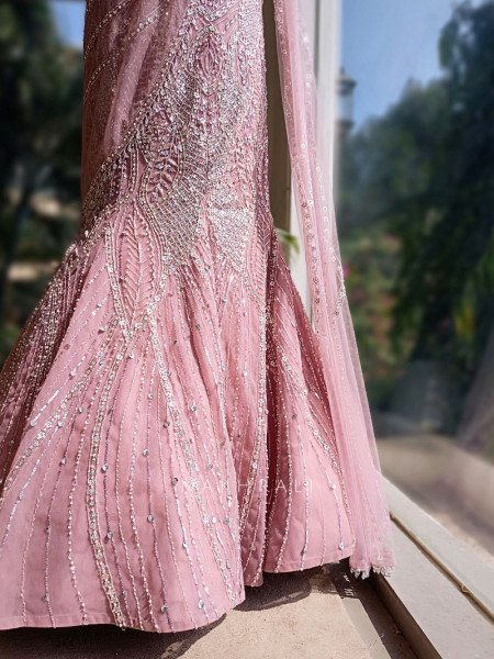 Rosalia Pink Indo-Western Set with Sequin Cut Dana Work