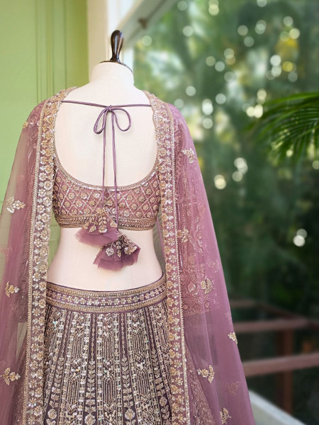 Krynor Lavender Lehenga Set with Cut Dana & Sequin Work