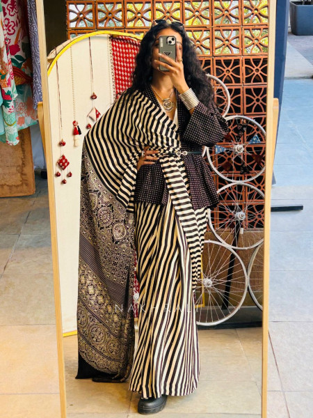 Aira Black White Modal Saree