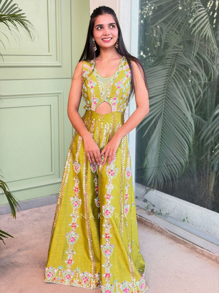 Komal Green Embellished Jumpsuit with Sequin and Bead Work