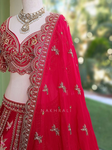 Ratan-Noor Red Silk Bridal Lehenga