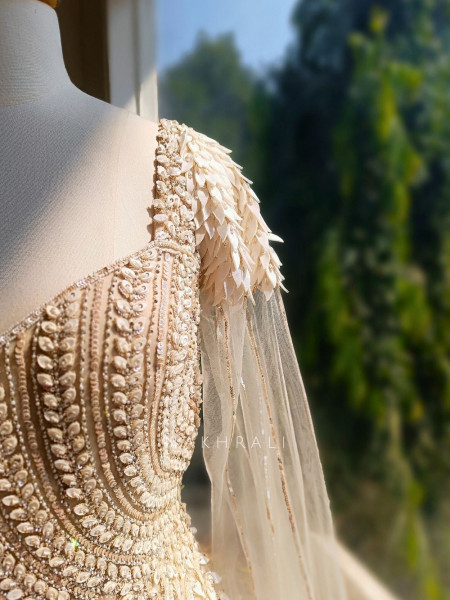 Avalon Cream Gown with Sequin and Bead Work