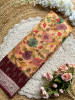 Mehek Mustard Floral Saree with Subtle Zari Detailing
