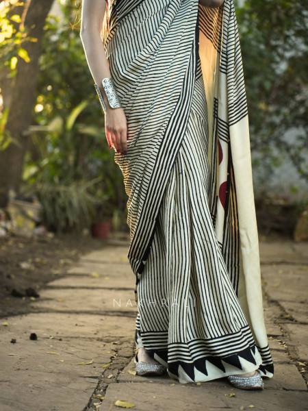 Lehar Cream Modal Saree with Printed Design