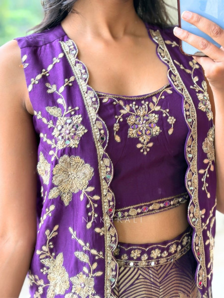 Ziba Kaudi Purple Geometric Shrug Set