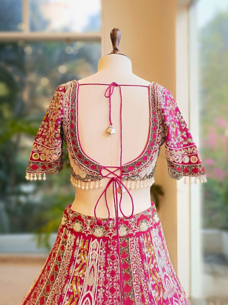 Sarvani Magenta Bridal Lehenga with Sequin Embroidery