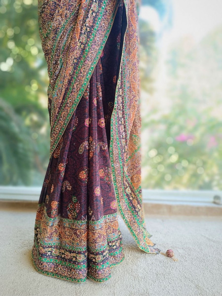 Asita Black Zari Sequin Saree with Readymade Blouse