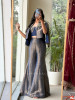 Vesper Blue Metallic Brocade Split-Sleeve Indo-western