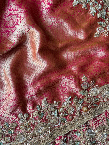 Sarangi Magenta Banarasi Katan Silk Saree