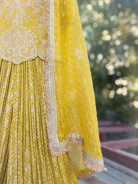 Noor Zari & Bead Embellished Yellow Palazzo Set