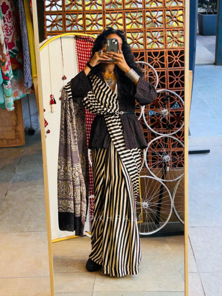 Aira Black White Modal Saree