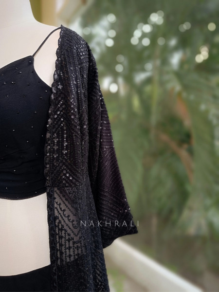 Mystic Noir Black Lehenga with Sequin Work
