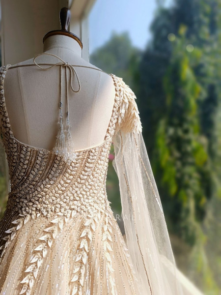 Avalon Cream Gown with Sequin and Bead Work
