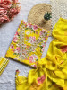 Vasvi Yellow Cotton Floral Dress Material