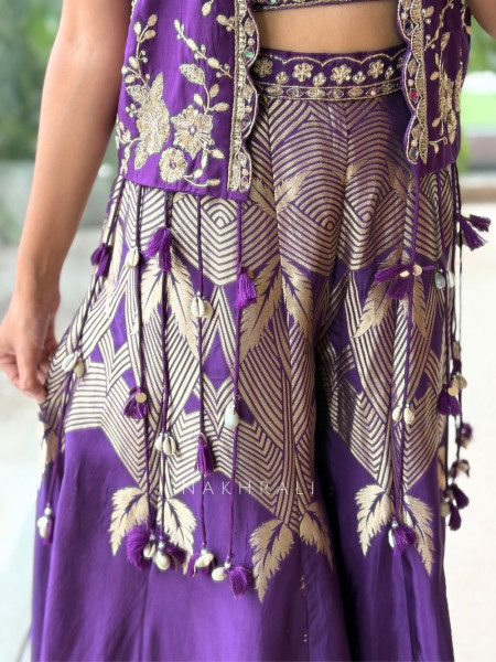 Ziba Kaudi Purple Geometric Shrug Set