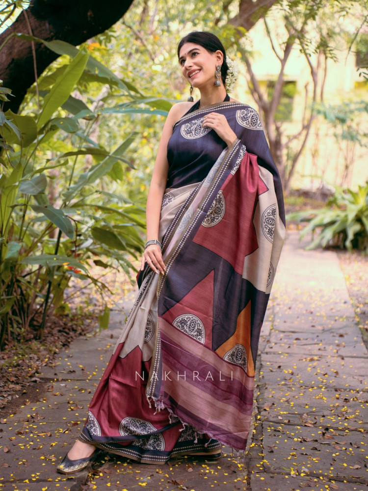 Image of Raagya Multicolor Silk Saree with Abstract Motifs