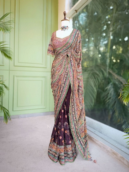 Asita Black Zari Sequin Saree with Readymade Blouse