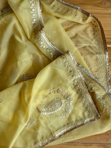 Aroha Yellow Paisley Dress Material