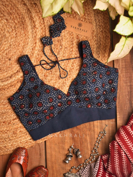 Taal Blue Cotton Printed Blouse Collection