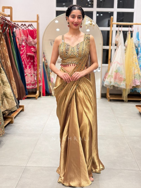 The Navratna Luxe Green Corset Drape Saree
