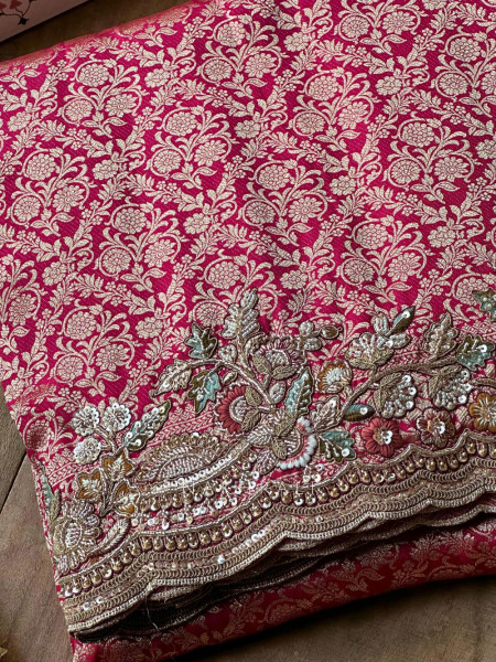 Sarangi Magenta Banarasi Katan Silk Saree
