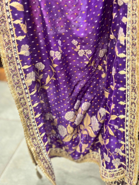 Nooriza Purple Anarkali Set with Mirror Gota Patti and Zari Work