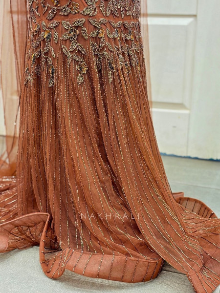 Elara Brown Sequin Indo-Western Lehenga Set